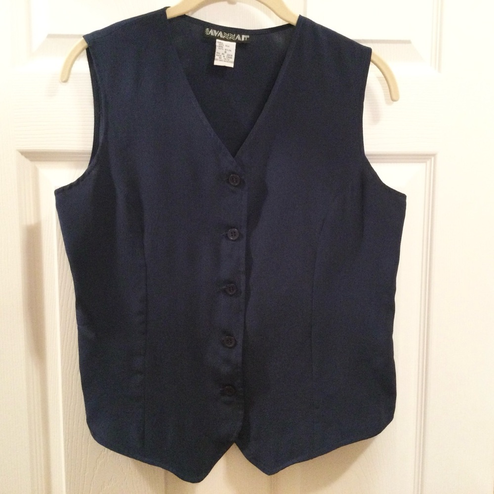 100% Washable Silk Button down Vest NAVY NWOT